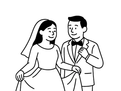 Illustration zur Aufgabe: Hochzeitsoutfits