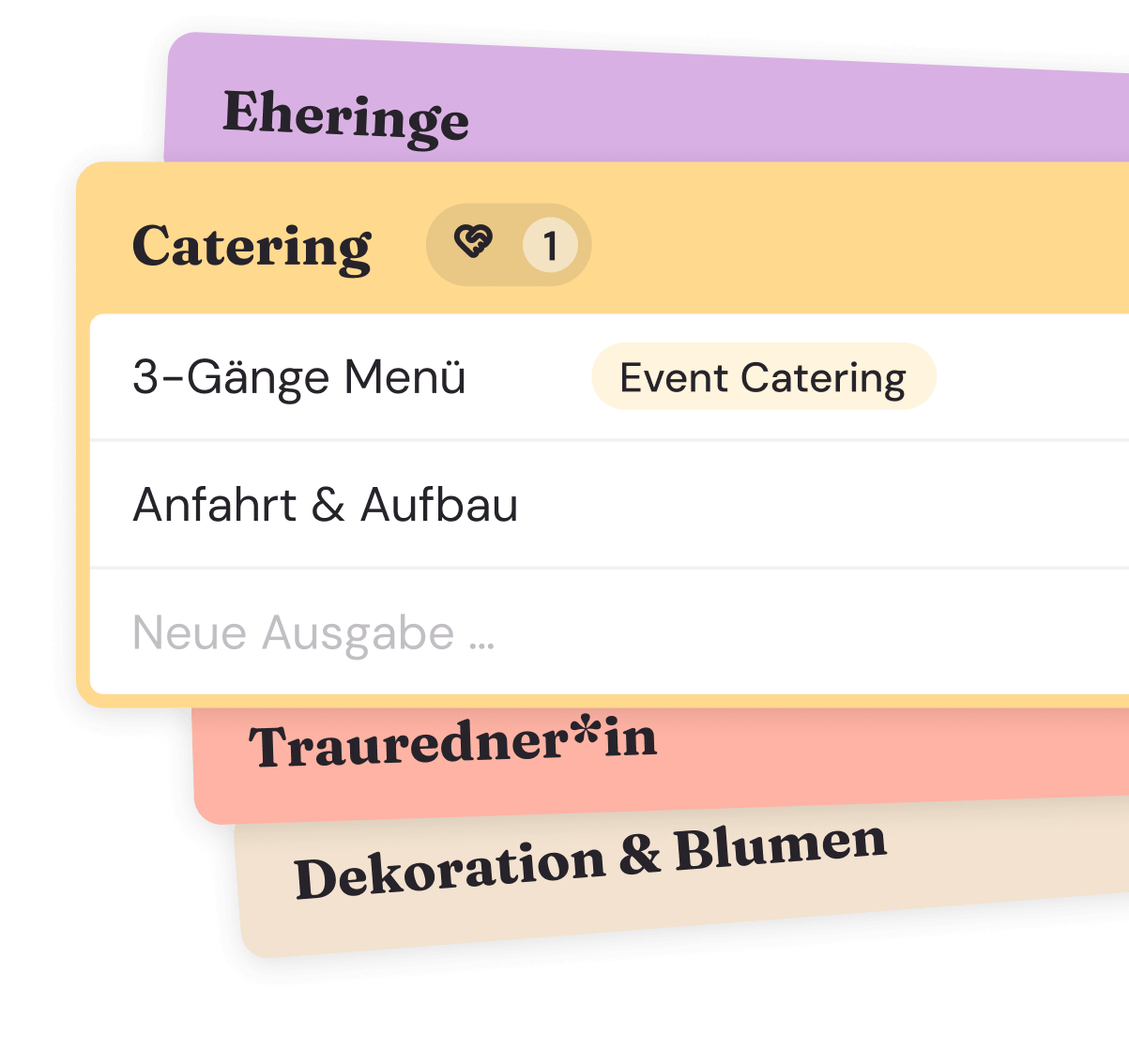 Screenshot: Budget-Übersicht mit zugeordneten Ausgaben